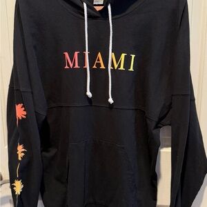 Women's Black Miami Hoodie with Colorful Lettering NWOT